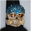 Image 1 : FASHION JEWELRY BLUE CZ SKULL SHAPED BRASS RING