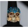 Image 2 : FASHION JEWELRY BLUE CZ SKULL SHAPED BRASS RING
