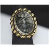 Image 1 : FASHION JEWELRY BRASS RING; SYNTHETIC BLACK STONE