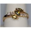 Image 1 : GREEN CZ AND CZ 14K GOLD PLATED RING
