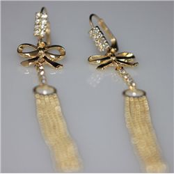 CZ 14K GOLD PLATED DANGLE EARRING