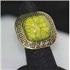 Image 1 : FASHION JEWELRY BRASS RING; SYNTHETIC GREEN STONE