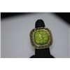 Image 2 : FASHION JEWELRY BRASS RING; SYNTHETIC GREEN STONE