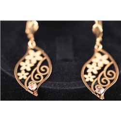 DANGLING EARRINGS AND CZ 14K GOLD PLATED