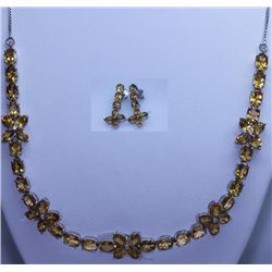 151.65 CTW CITRINE NECKLACE AND EARRING SET .925 STERLI