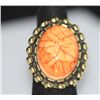 Image 2 : FASHION JEWELRY BRASS RING; SYNTHETIC LIGHT ORANGE STON