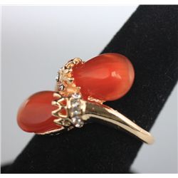 FASHION JEWELRY SYNTHETIC ORANGE STONE AND CZBRASS  RIN