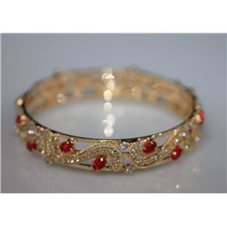 GOLD PLATED AND CZ BANGLE  (RED)