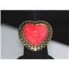 Image 2 : FASHION JEWELRY BRASS RING; HEART SHAPED; SYNTHETIC PIN