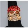 Image 1 : FASHION JEWELRY RED CZ SKULL SHAPED BRASS RING