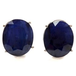 Genuine 17.32 ctw Sapphire Stud Earring 14kt W/Y Gold