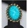 Image 1 : FASHION JEWELRY BRASS RING; SYNTHETIC LIGHT BLUE STONE