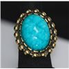 Image 2 : FASHION JEWELRY BRASS RING; SYNTHETIC LIGHT BLUE STONE