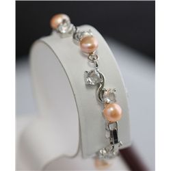FANCY FASHION JEWELRY PEACH PEARL BRACELET