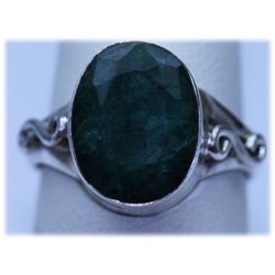 23.75 CTW EMERALD  RING .925 STERLING SILVER