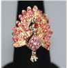 Image 1 : FASHION JEWELRY MULTI-COLORED CZ PEACOCK SHAPED BRASS R