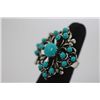 Image 2 : FASHION JEWELRY; SYNTHETIC TURQUOISE COLORED BRASS RING