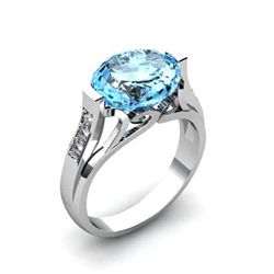 Genuine 4.59 ctw Aqua Marine Ring 14k W/Y Gold