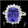 Image 1 : 14K WHITE GOLD 5.0CT TANZANITE 0.85CT DIAMOND RING