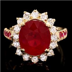 14K WHITE GOLD 6.75CT RUBY 0.80CT DIAMOND RING