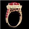 Image 2 : 14K WHITE GOLD 6.75CT RUBY 0.80CT DIAMOND RING