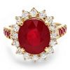 Image 3 : 14K WHITE GOLD 6.75CT RUBY 0.80CT DIAMOND RING