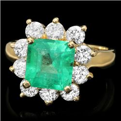 18K YELLOW GOLD 2.60CT EMERALD 1.50CT DIAMOND RING