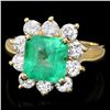 Image 1 : 18K YELLOW GOLD 2.60CT EMERALD 1.50CT DIAMOND RING