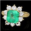 Image 1 : 18K YELLOW GOLD 2.60CT EMERALD 1.50CT DIAMOND RING