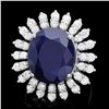 Image 1 : 14K WHITE GOLD 15.00CT SAPPHIRE 2.45CT DIAMOND RING