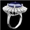 Image 2 : 14K WHITE GOLD 15.00CT SAPPHIRE 2.45CT DIAMOND RING