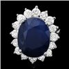 Image 1 : 14K WHITE GOLD 11.00CT SAPPHIRE 1.70CT DIAMOND RING