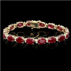 14K YELLOW GOLD 28.00CT RUBY 1.40CT DIAMOND BRACELET