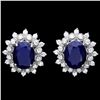 Image 1 : 14K WHITE GOLD 7CT SAPPHIRE 1.25CT DIAMOND EARRINGS