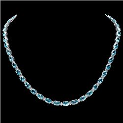 14K WHITE GOLD 54CT ZIRCON 1.80CT DIAMOND NECKLACE