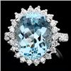 Image 1 : 14K WHITE GOLD 7.50CT AQUAMARINE 1.00CT DIAMOND RING