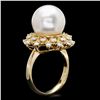 Image 2 : 14K YELLOW GOLD 12 X 12MM PEARL 0.70CT DIAMOND RING