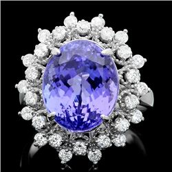 14K WHITE GOLD 8.50CT TANZANITE 0.85CT DIAMOND RING