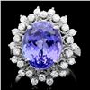 Image 1 : 14K WHITE GOLD 8.50CT TANZANITE 0.85CT DIAMOND RING