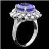 Image 2 : 14K WHITE GOLD 8.50CT TANZANITE 0.85CT DIAMOND RING