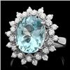 Image 1 : 14K WHITE GOLD 3.97CT AQUAMARINE 0.80CT DIAMOND RING