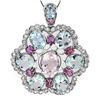 Image 2 : 14K GOLD AQUAMARINE MORGANITE SAPPHIRE DIAMOND PENDANT