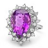 Image 3 : 14K WHITE GOLD 7.40CT AMETHYST 0.95CT DIAMOND RING