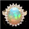 Image 1 : 14K YELLOW GOLD 4.20CT OPAL 1.10CT DIAMOND RING