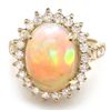 Image 3 : 14K YELLOW GOLD 4.20CT OPAL 1.10CT DIAMOND RING