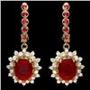 Image 1 : 14K YELLOW GOLD 7.5CT RUBY 1.30CT DIAMOND EARRINGS