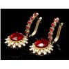 Image 2 : 14K YELLOW GOLD 7.5CT RUBY 1.30CT DIAMOND EARRINGS