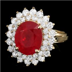 14K YELLOW GOLD 5.50CT RUBY 1.70CT DIAMOND RING