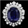 Image 1 : 14K WHITE GOLD 6.75CT SAPPHIRE 1.25CT DIAMOND RING