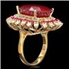 Image 2 : 14K YELLOW GOLD 24.1CT RUBY 1.70CT DIAMOND RING